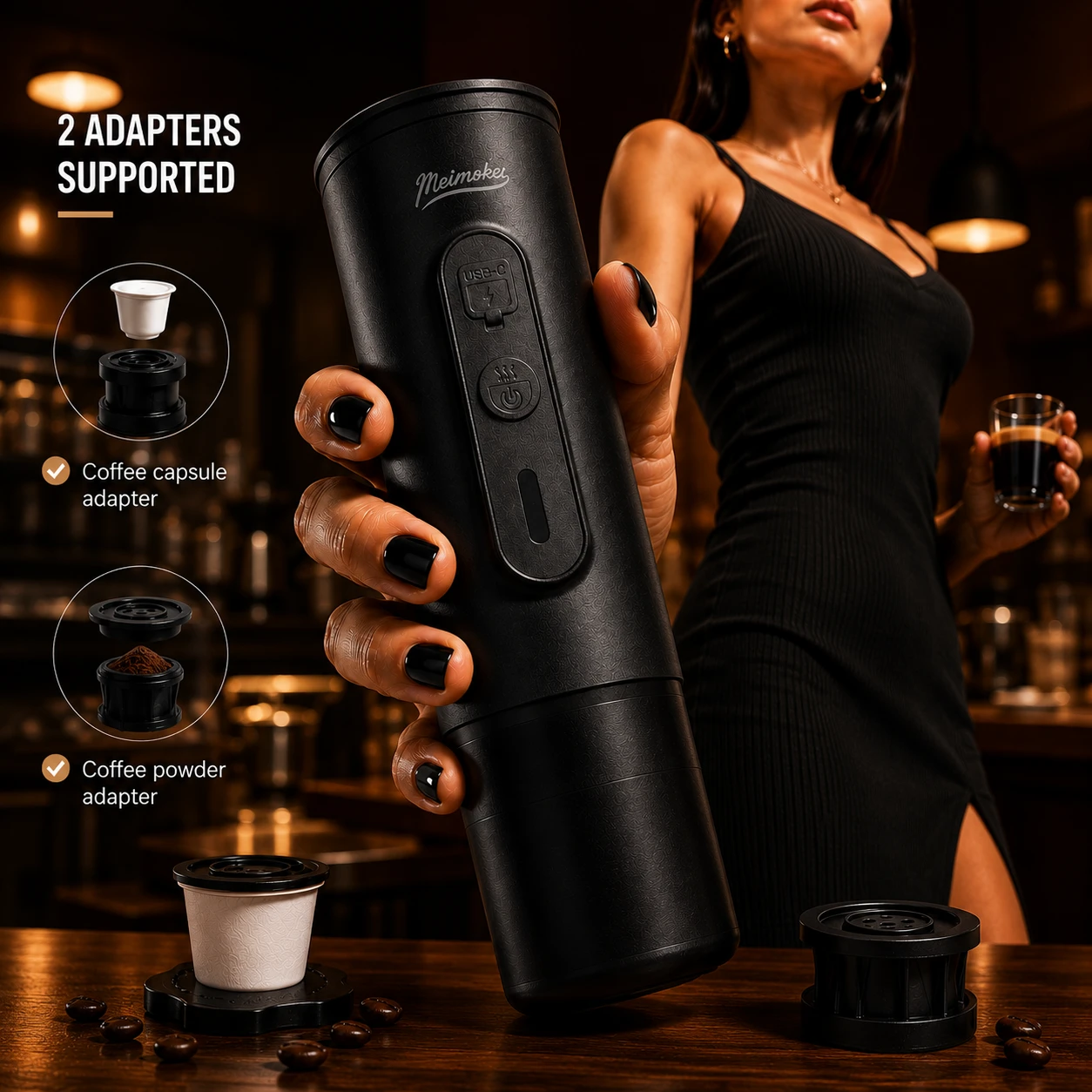 H01PRO-02 Portable Espresso Machine – Black Standard Set