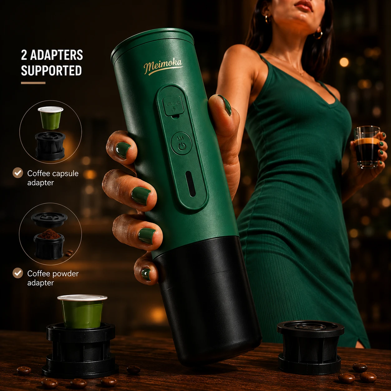 H01PRO-02 Portable Espresso Machine – Green Standard Set