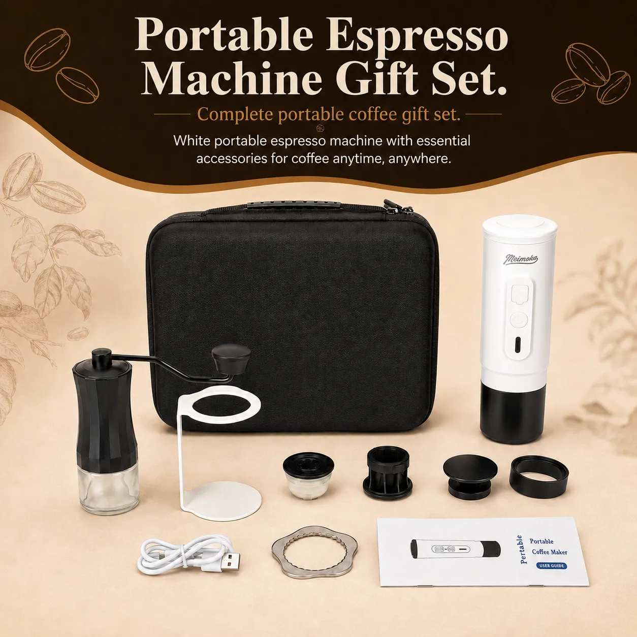 Portable Espresso Machine Travel Gift Set - Black