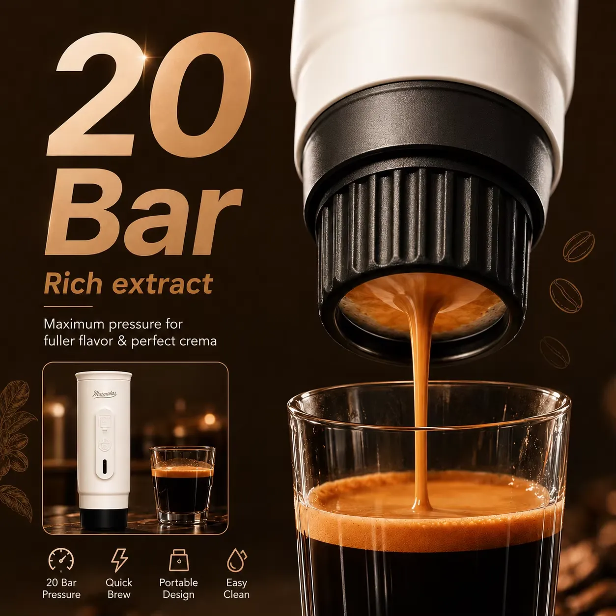 Portable Espresso Machine Travel Gift Set - Black