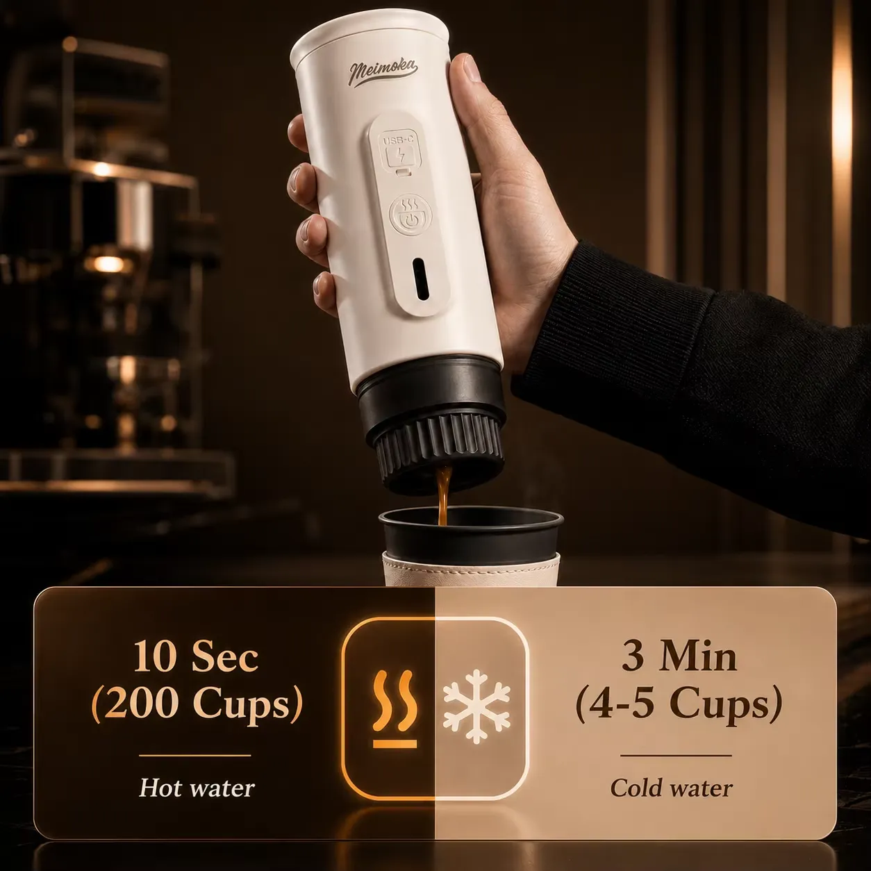 Portable Espresso Machine Travel Gift Set - White