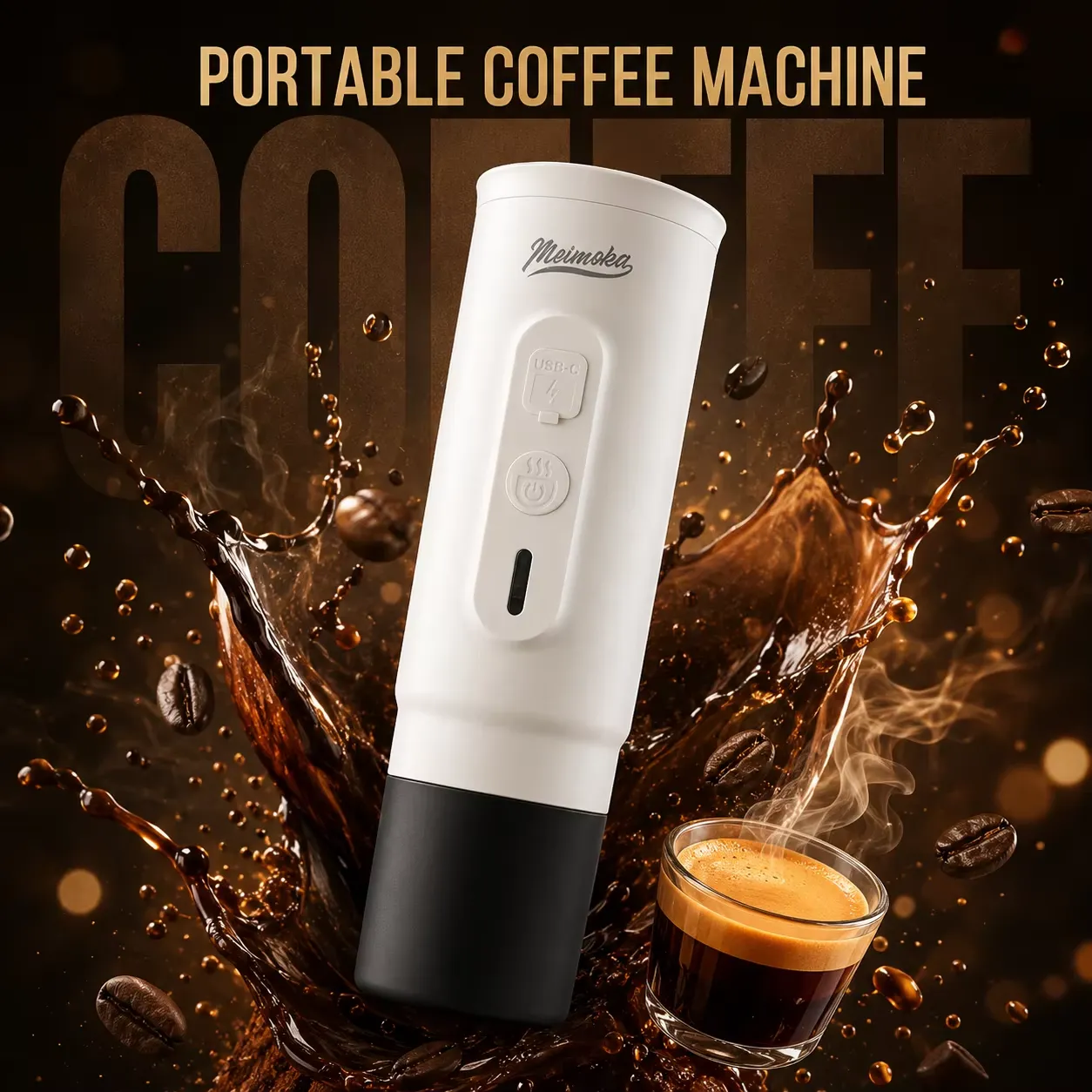 Portable Espresso Machine Travel Gift Set - White