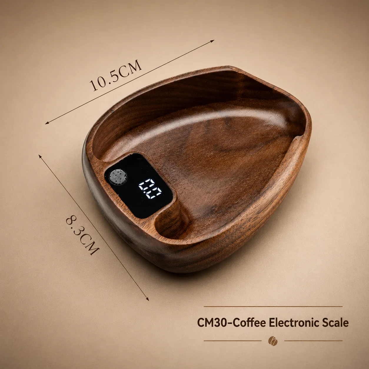 2-in-1 Oval Walnut Lithium Battery Digital Coffee Scal