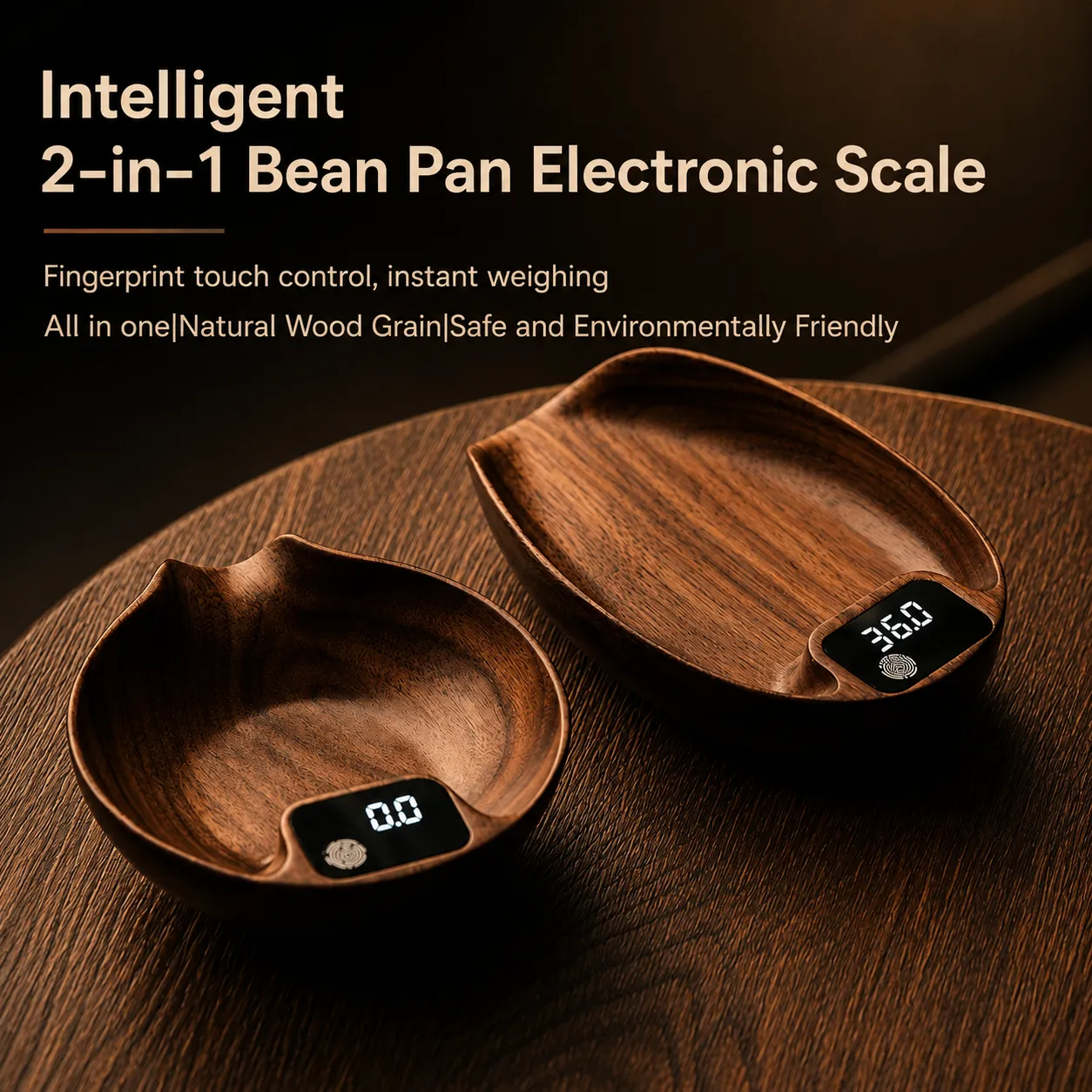Oval Walnut Lithium Battery Digital Coffee Scale
